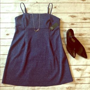 Metallic blue spaghetti strap dress